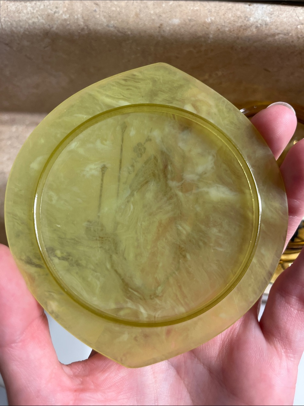 Art Deco Celluloid Bakelite Powder Dish - Picture 11 of 12